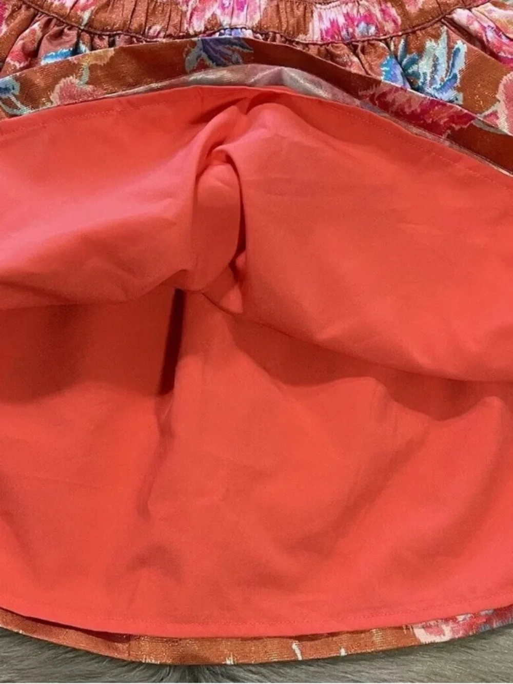 New Gymboree Girls Occasion Floral Glitter Metallic Orange Skirt Medium 7 / 8